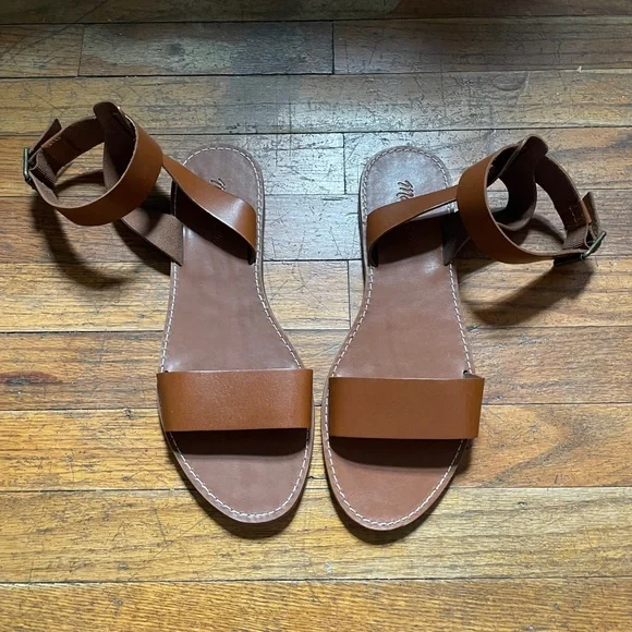 EUC Madewell Women's Boardwalk Ankle-Strap Sandal in English Saddle Size 9 - Picture 2 of 10